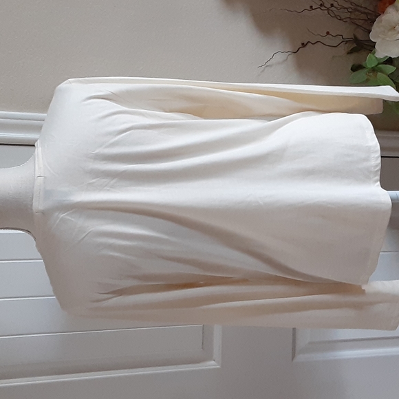 Lauren Ralph Lauren, Cotton, Embellished and Embroidered, Cream LS Tee, Large - Picture 3 of 12